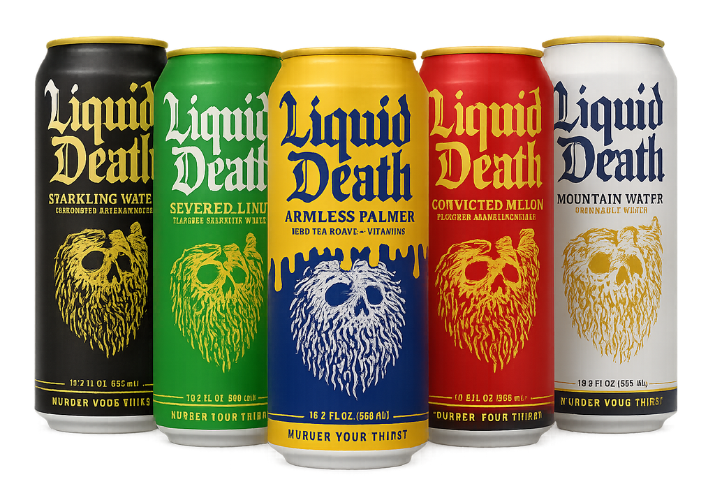 Liquid Death cans without background